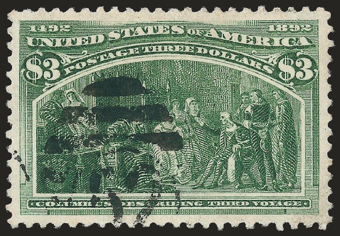 Prices of US Stamps Scott #243: US$3.00 1893 Columbian Exposition. Robert Siegel Auction Galleries, Dec 2009, Sale 982, Lot 5587