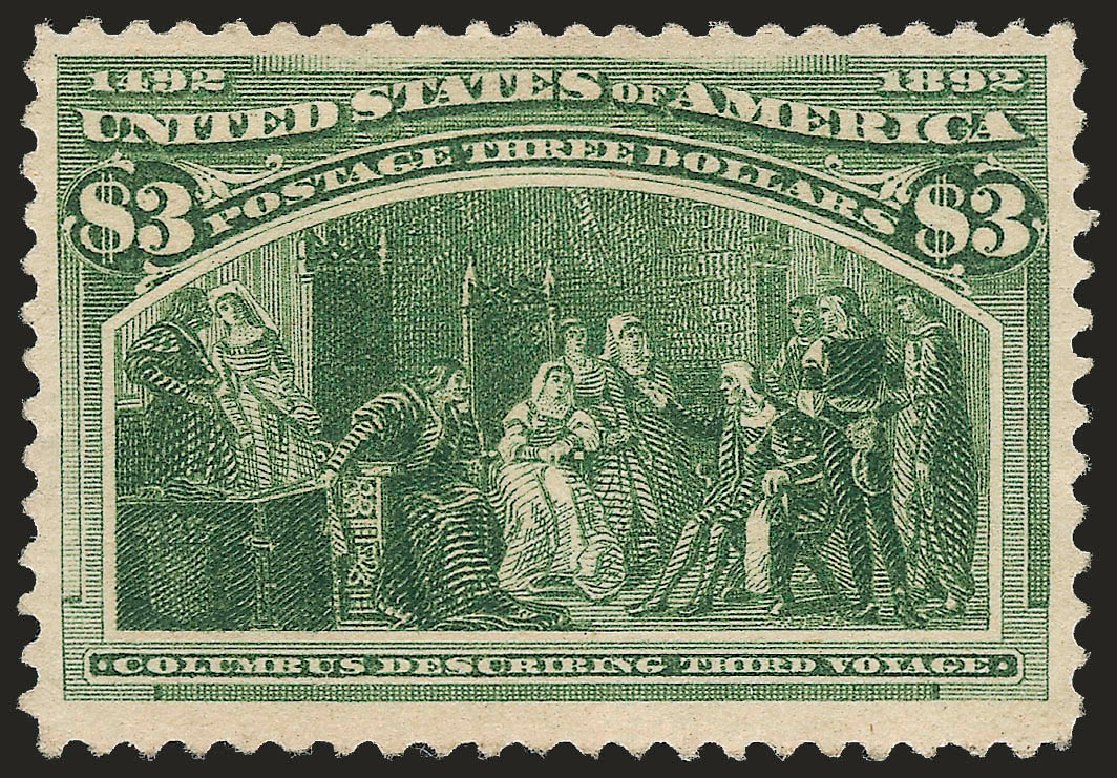 Values of US Stamps Scott Catalog # 243: 1893 US$3.00 Columbian Exposition. Robert Siegel Auction Galleries, Jun 2010, Sale 992, Lot 2327