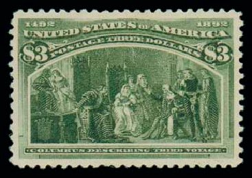 US Stamp Value Scott Catalogue #243: 1893 US$3.00 Columbian Exposition. Matthew Bennett International, Oct 2007, Sale 322, Lot 2098