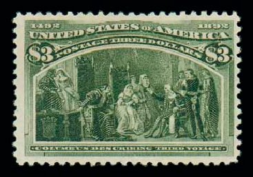 Cost of US Stamp Scott Cat. 243: 1893 US$3.00 Columbian Exposition. Matthew Bennett International, Dec 2007, Sale 324, Lot 1148