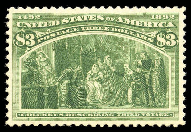 Costs of US Stamps Scott Cat. 243: US$3.00 1893 Columbian Exposition. Matthew Bennett International, Sep 2010, Sale 331, Lot 598