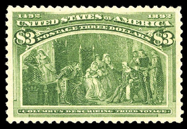 Value of US Stamp Scott # 243 - US$3.00 1893 Columbian Exposition. Matthew Bennett International, Sep 2012, Sale 345, Lot 268
