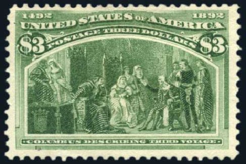 Values of US Stamps Scott 243 - 1893 US$3.00 Columbian Exposition. Harmer-Schau Auction Galleries, Jun 2008, Sale 78, Lot 1438