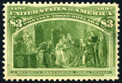 US Stamps Prices Scott Cat. #243 - US$3.00 1893 Columbian Exposition. Harmer-Schau Auction Galleries, Oct 2008, Sale 79, Lot 138