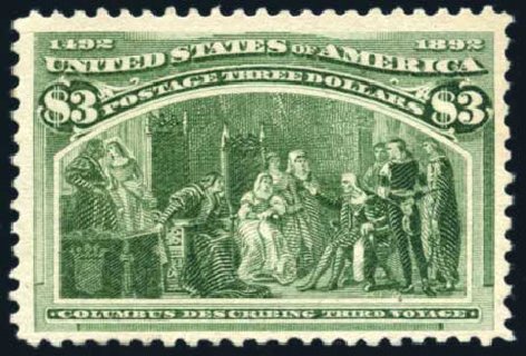 Costs of US Stamps Scott Catalog #243: US$3.00 1893 Columbian Exposition. Harmer-Schau Auction Galleries, Feb 2009, Sale 80, Lot 1218