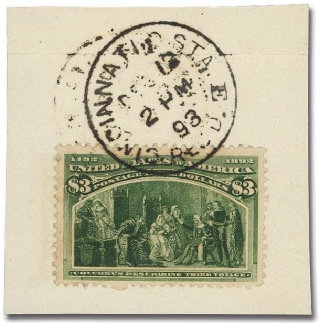 Cost of US Stamp Scott Catalogue # 243: US$3.00 1893 Columbian Exposition. Daniel Kelleher Auctions, Oct 2012, Sale 632, Lot 1148