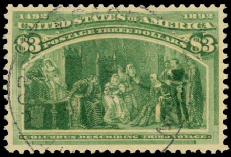 Costs of US Stamp Scott #243 - 1893 US$3.00 Columbian Exposition. Daniel Kelleher Auctions, May 2014, Sale 652, Lot 378