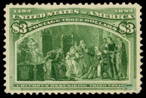 Prices of US Stamps Scott # 243 - 1893 US$3.00 Columbian Exposition. Daniel Kelleher Auctions, Oct 2014, Sale 660, Lot 2238