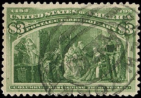 US Stamp Price Scott Cat. # 243: 1893 US$3.00 Columbian Exposition. Regency-Superior, Nov 2014, Sale 108, Lot 478