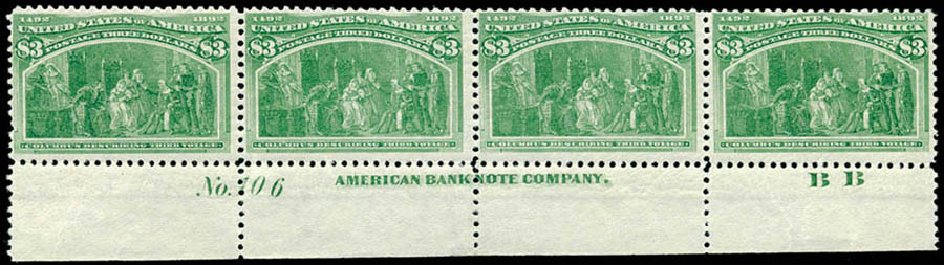 US Stamps Price Scott 243 - 1893 US$3.00 Columbian Exposition. Schuyler J. Rumsey Philatelic Auctions, Apr 2015, Sale 60, Lot 2738