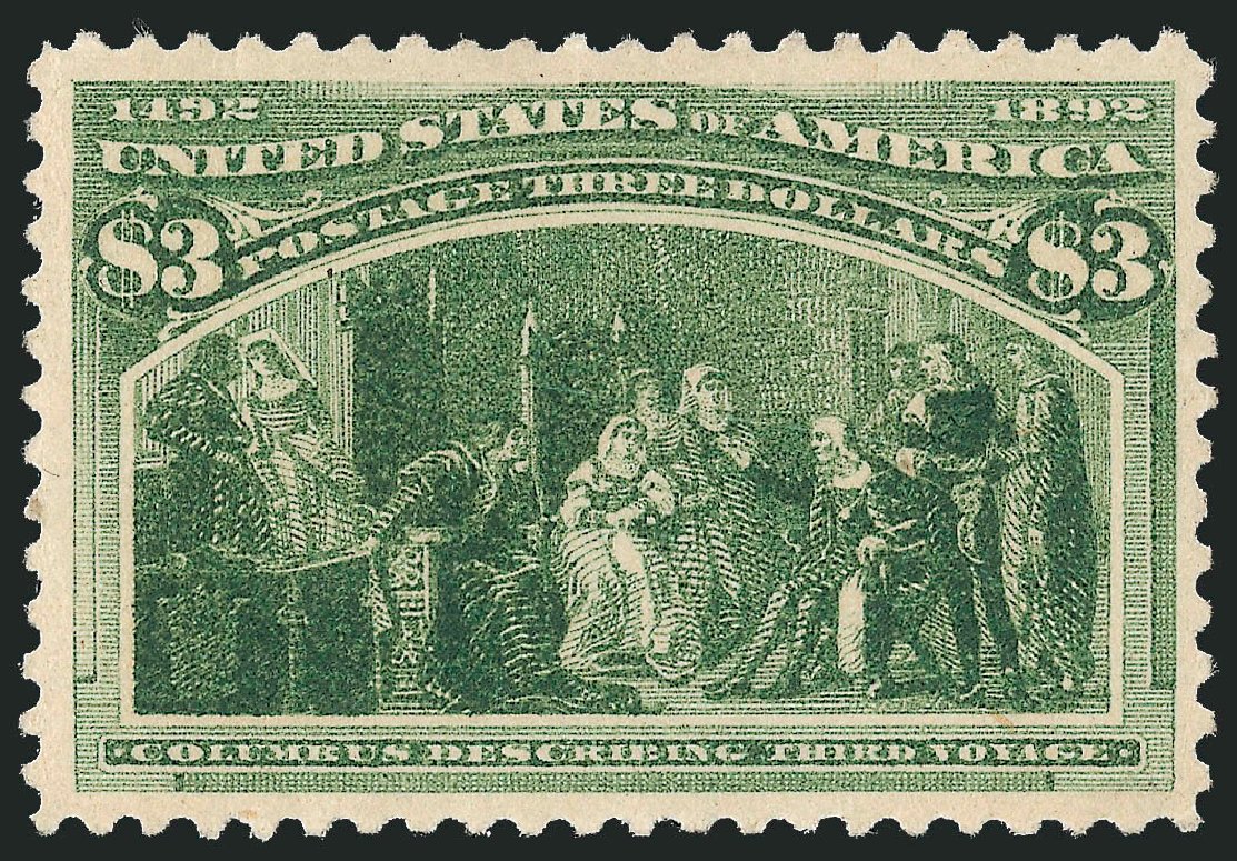 US Stamp Price Scott 243 - 1893 US$3.00 Columbian Exposition. Robert Siegel Auction Galleries, Oct 2011, Sale 1014, Lot 1548