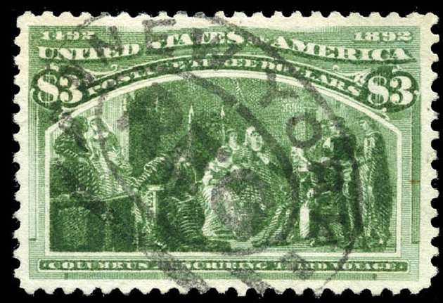 US Stamp Price Scott Catalogue #243 - US$3.00 1893 Columbian Exposition. Matthew Bennett International, Feb 2012, Sale 340, Lot 329