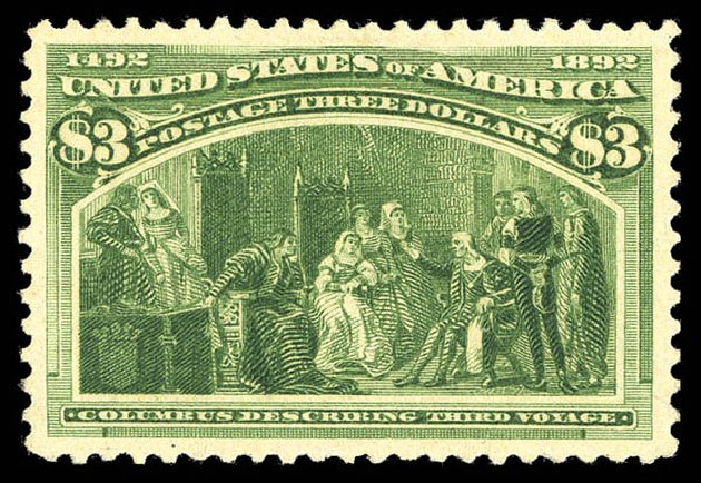 US Stamp Price Scott Catalogue #243: 1893 US$3.00 Columbian Exposition. Matthew Bennett International, Sep 2012, Sale 346, Lot 749