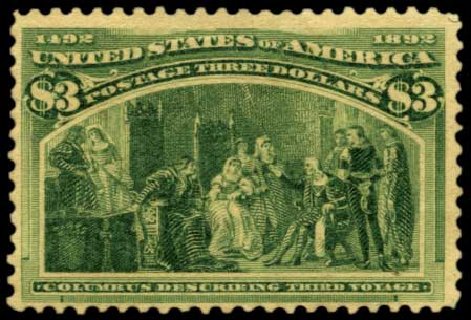 US Stamps Value Scott 243 - 1893 US$3.00 Columbian Exposition. Harmer-Schau Auction Galleries, Feb 2012, Sale 92, Lot 1009