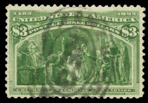 Price of US Stamp Scott Cat. #243 - 1893 US$3.00 Columbian Exposition. Daniel Kelleher Auctions, Jan 2015, Sale 663, Lot 1489