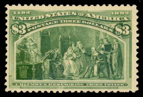 US Stamps Prices Scott Catalog #243 - 1893 US$3.00 Columbian Exposition. Daniel Kelleher Auctions, May 2015, Sale 669, Lot 2749