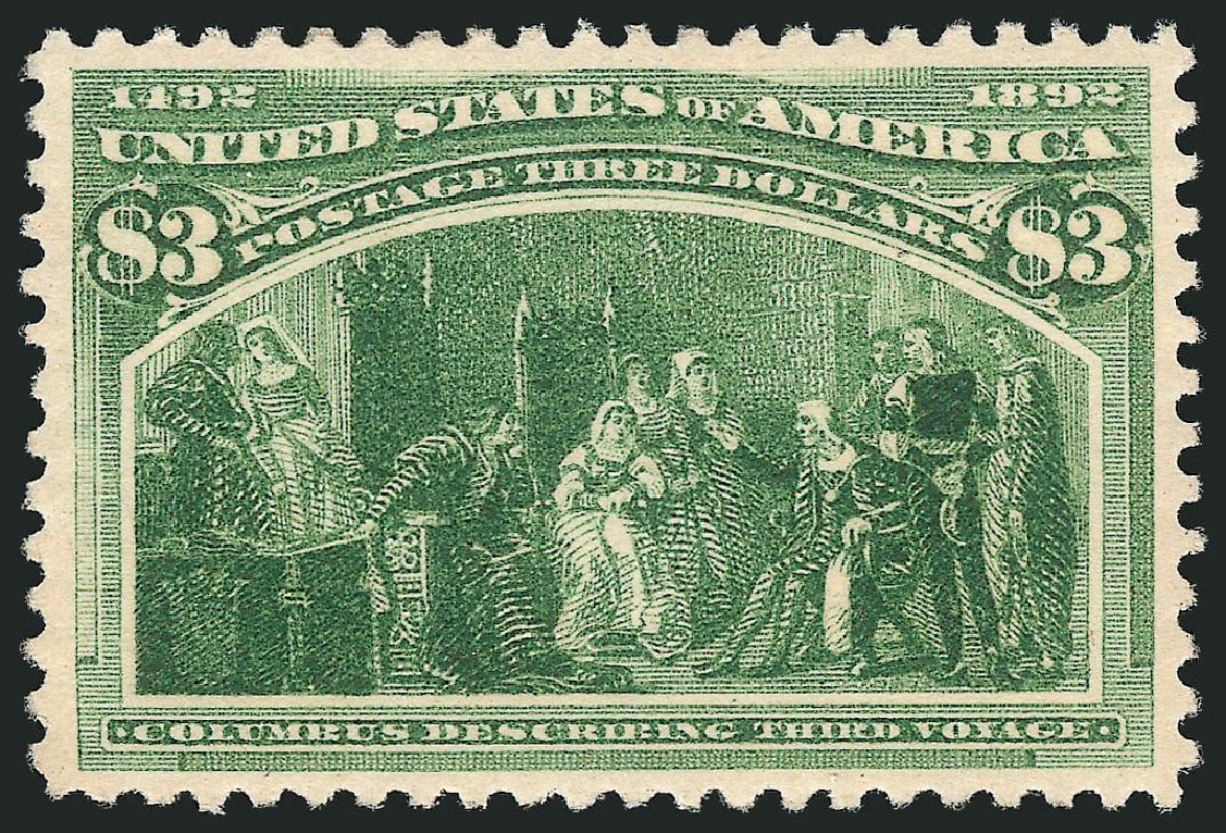 Values of US Stamp Scott Catalogue #243: US$3.00 1893 Columbian Exposition. Robert Siegel Auction Galleries, Sep 2014, Sale 1078, Lot 369