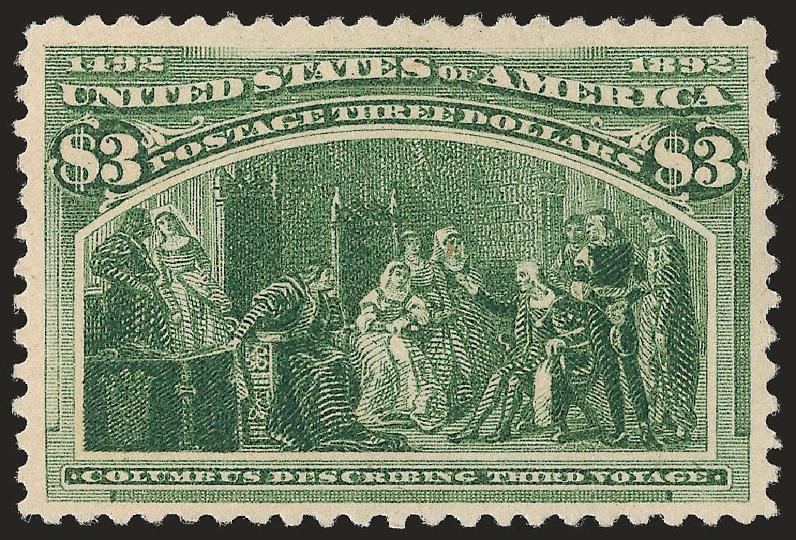 Values of US Stamps Scott Catalogue # 243: 1893 US$3.00 Columbian Exposition. Robert Siegel Auction Galleries, Apr 2009, Sale 972, Lot 3239