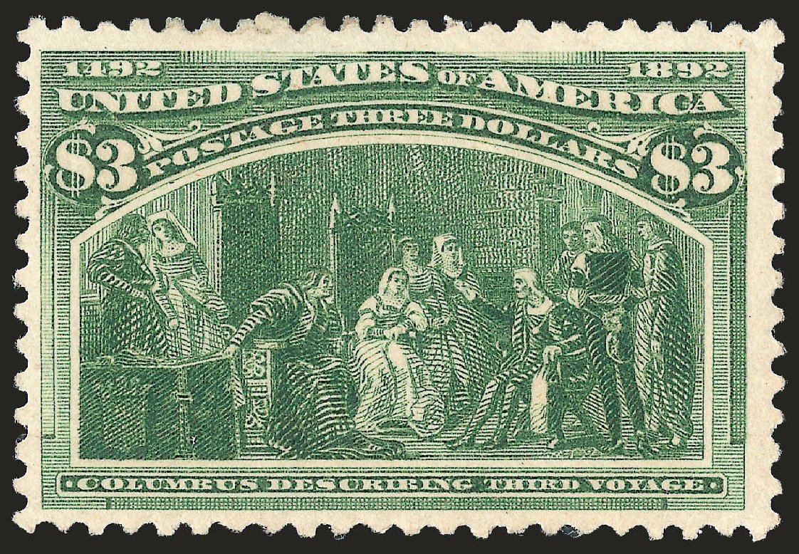 Values of US Stamp Scott 243: 1893 US$3.00 Columbian Exposition. Robert Siegel Auction Galleries, Jun 2010, Sale 992, Lot 2329
