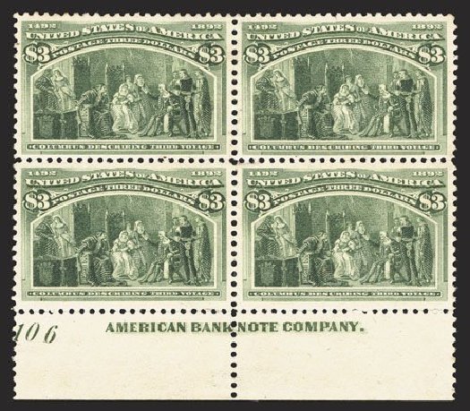 Price of US Stamp Scott 243 - 1893 US$3.00 Columbian Exposition. Spink Shreves Galleries, Mar 2013, Sale 142, Lot 249