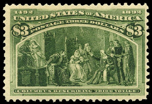 Value of US Stamp Scott Catalog # 243: 1893 US$3.00 Columbian Exposition. Matthew Bennett International, May 2014, Sale 350, Lot 370