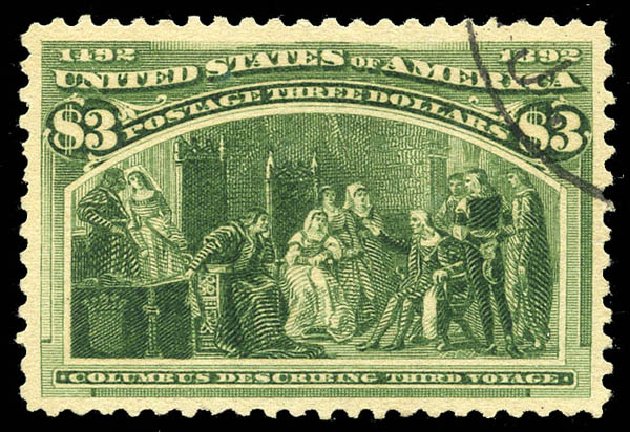 Prices of US Stamps Scott Catalogue #243 - US$3.00 1893 Columbian Exposition. Matthew Bennett International, Feb 2015, Sale 351, Lot 140