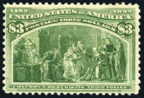 Value of US Stamp Scott Catalogue # 243 - US$3.00 1893 Columbian Exposition. Harmer-Schau Auction Galleries, Feb 2010, Sale 84, Lot 1460