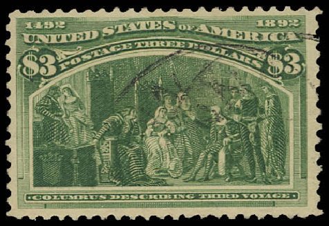 Price of US Stamp Scott Catalog # 243: 1893 US$3.00 Columbian Exposition. Daniel Kelleher Auctions, Aug 2012, Sale 631, Lot 920