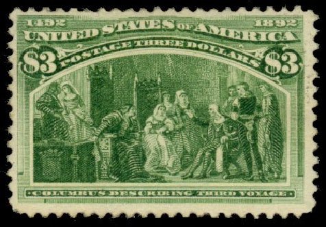 Price of US Stamps Scott Catalogue # 243: 1893 US$3.00 Columbian Exposition. Daniel Kelleher Auctions, Dec 2013, Sale 640, Lot 210