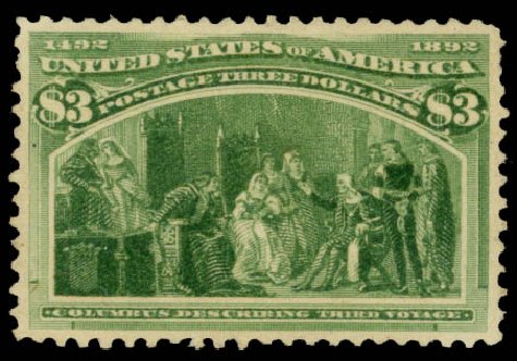 Value of US Stamps Scott #243: 1893 US$3.00 Columbian Exposition. Daniel Kelleher Auctions, May 2015, Sale 669, Lot 2750