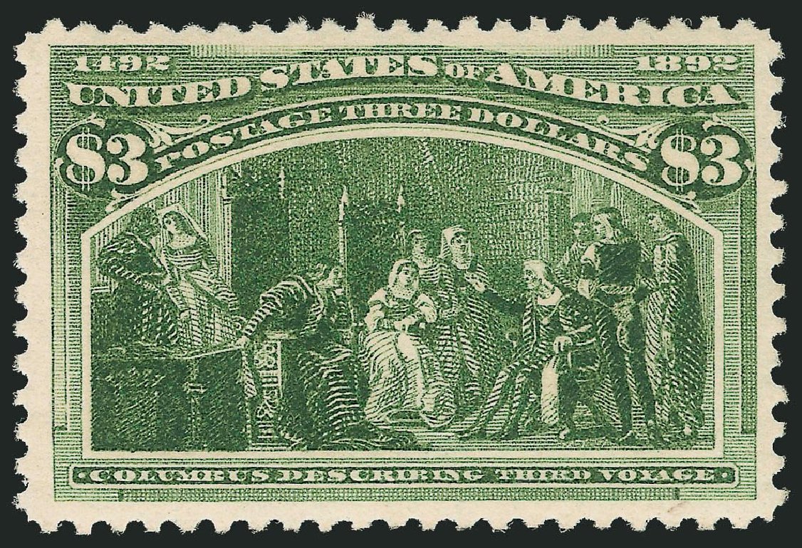 US Stamps Values Scott Cat. #243: US$3.00 1893 Columbian Exposition. Robert Siegel Auction Galleries, Jul 2013, Sale 1050, Lot 380