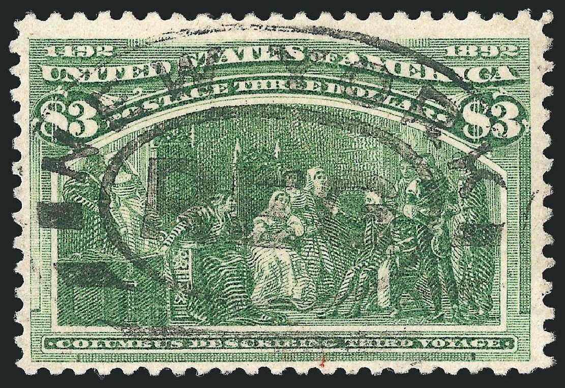 Values of US Stamp Scott Catalog 243: 1893 US$3.00 Columbian Exposition. Robert Siegel Auction Galleries, Jul 2014, Sale 1077, Lot 180