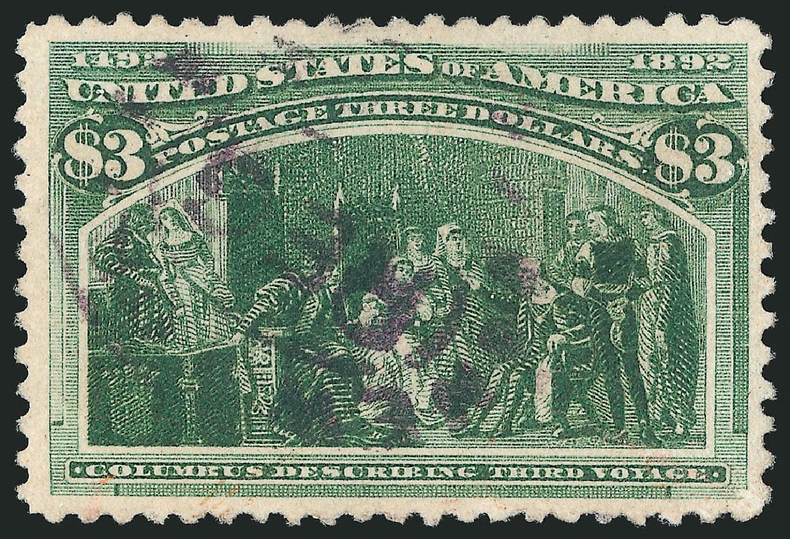 Value of US Stamps Scott Catalogue # 243 - US$3.00 1893 Columbian Exposition. Robert Siegel Auction Galleries, Apr 2015, Sale 1096, Lot 430