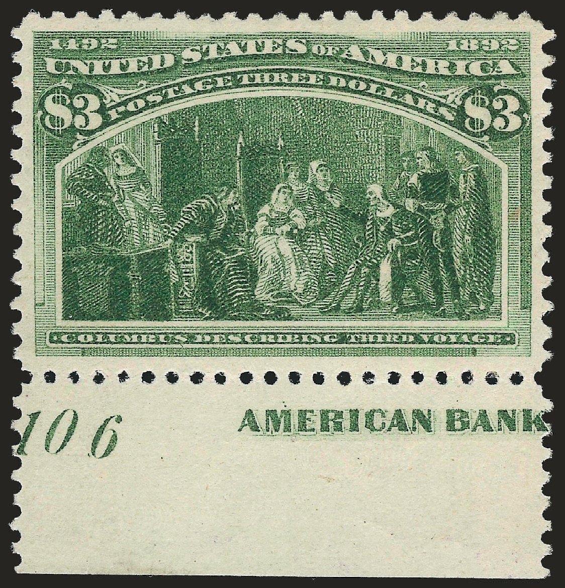 Values of US Stamps Scott # 243: US$3.00 1893 Columbian Exposition. Robert Siegel Auction Galleries, Jun 2009, Sale 973, Lot 160