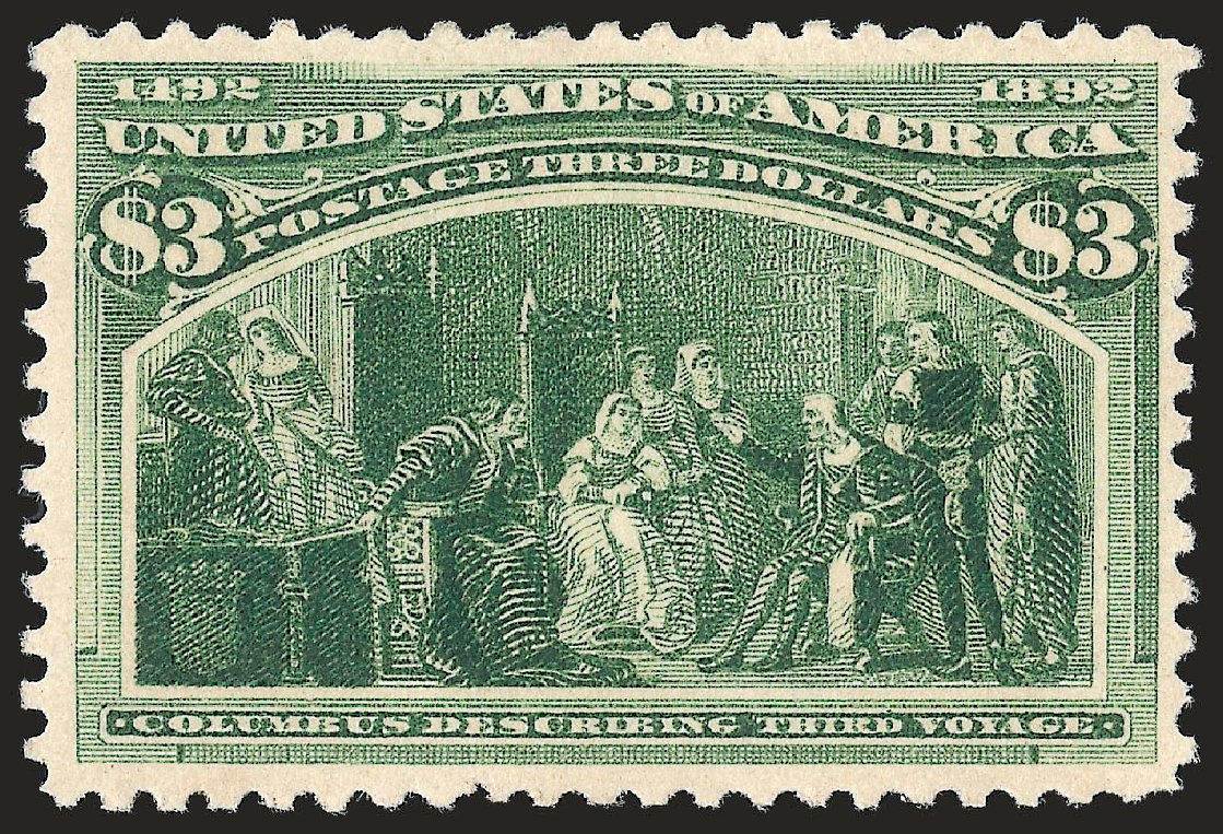 Price of US Stamp Scott Catalogue 243: 1893 US$3.00 Columbian Exposition. Robert Siegel Auction Galleries, Jun 2010, Sale 992, Lot 2330