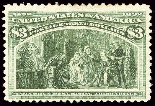 Value of US Stamps Scott Cat. #243: 1893 US$3.00 Columbian Exposition. Spink Shreves Galleries, Jan 2014, Sale 146, Lot 310