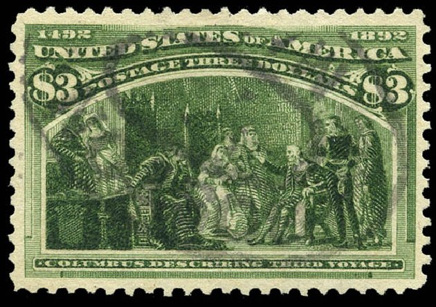 Value of US Stamps Scott Catalog #243: US$3.00 1893 Columbian Exposition. Matthew Bennett International, May 2014, Sale 350, Lot 371