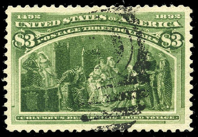 Values of US Stamp Scott Catalogue # 243 - 1893 US$3.00 Columbian Exposition. Matthew Bennett International, Feb 2015, Sale 351, Lot 141
