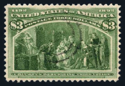 US Stamp Value Scott # 243 - US$3.00 1893 Columbian Exposition. Harmer-Schau Auction Galleries, Aug 2014, Sale 102, Lot 1871