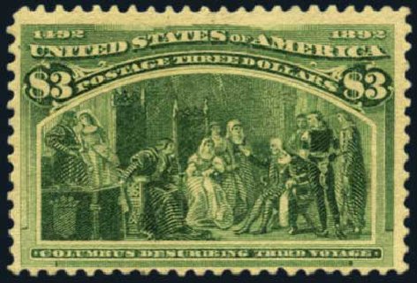 Prices of US Stamps Scott Catalog # 243: US$3.00 1893 Columbian Exposition. Harmer-Schau Auction Galleries, May 2012, Sale 93, Lot 301