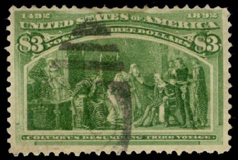 Price of US Stamp Scott Catalog # 243: 1893 US$3.00 Columbian Exposition. Daniel Kelleher Auctions, May 2015, Sale 669, Lot 2751