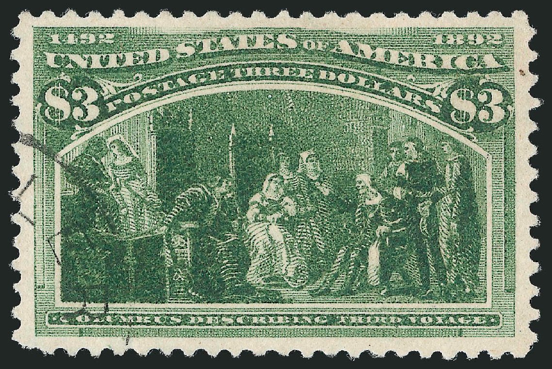US Stamps Prices Scott Catalog # 243 - 1893 US$3.00 Columbian Exposition. Robert Siegel Auction Galleries, Mar 2012, Sale 1019, Lot 571