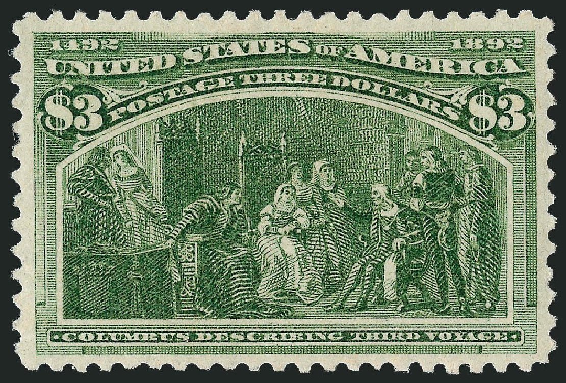 Values of US Stamp Scott #243 - 1893 US$3.00 Columbian Exposition. Robert Siegel Auction Galleries, Jul 2013, Sale 1050, Lot 381