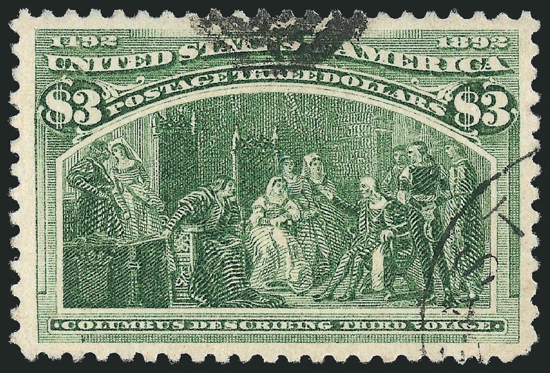 US Stamp Values Scott Catalog 243 - 1893 US$3.00 Columbian Exposition. Robert Siegel Auction Galleries, Mar 2014, Sale 1067, Lot 1241