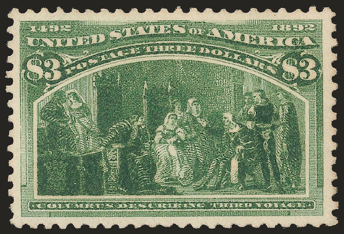 Cost of US Stamps Scott Catalogue #243 - US$3.00 1893 Columbian Exposition. Robert Siegel Auction Galleries, Jun 2009, Sale 973, Lot 161