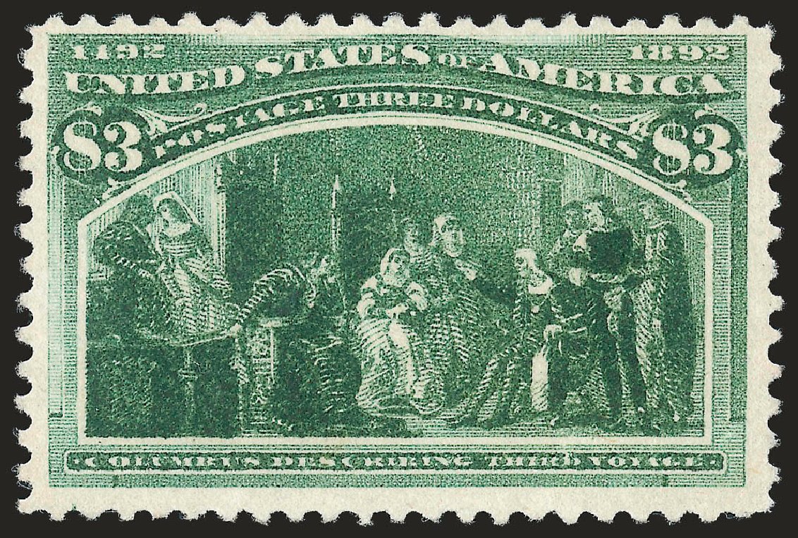 US Stamps Prices Scott Cat. 243: 1893 US$3.00 Columbian Exposition. Robert Siegel Auction Galleries, Apr 2010, Sale 984, Lot 601