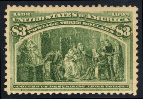 Prices of US Stamps Scott Catalog # 243 - US$3.00 1893 Columbian Exposition. Cherrystone Auctions, Mar 2008, Sale 200803, Lot 214