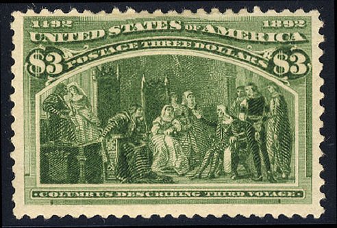 Price of US Stamp Scott Cat. 243 - 1893 US$3.00 Columbian Exposition. Cherrystone Auctions, May 2008, Sale 200805, Lot 204