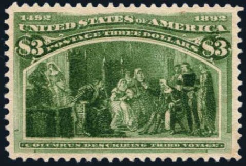 Value of US Stamp Scott Cat. 243: 1893 US$3.00 Columbian Exposition. Harmer-Schau Auction Galleries, Aug 2014, Sale 102, Lot 1864