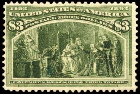 US Stamps Values Scott Catalogue # 243: US$3.00 1893 Columbian Exposition. Harmer-Schau Auction Galleries, Oct 2010, Sale 87, Lot 214